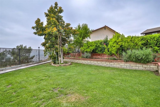 view of yard featuring a fenced backyard