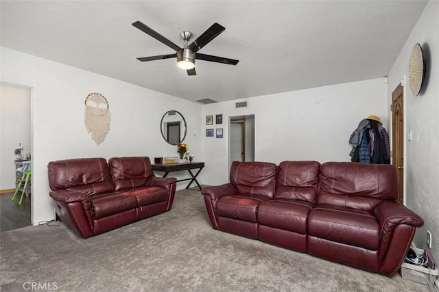 3432 N Arrowhead Ave, San Bernardino, CA 92405 - living area featuring carpet flooring and ceiling fan