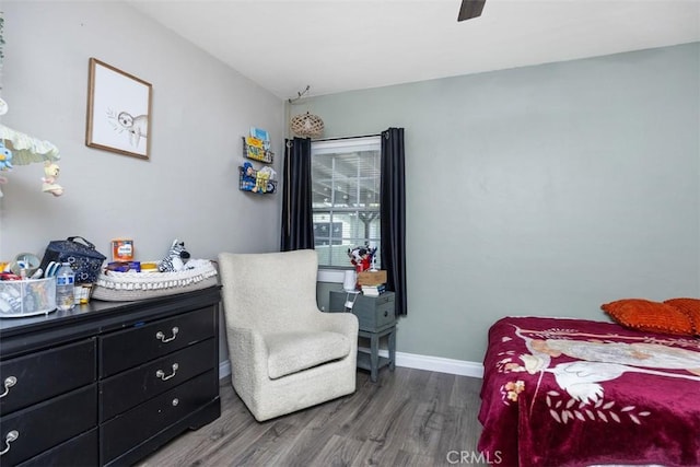 3432 N Arrowhead Ave, San Bernardino, CA 92405 - bedroom featuring wood finished floors, baseboards, and ceiling fan