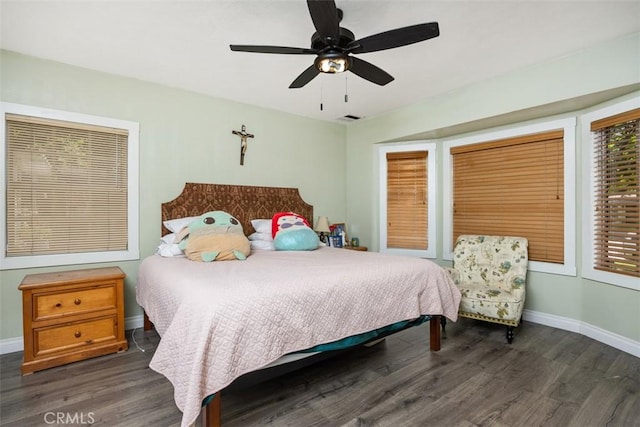 3432 N Arrowhead Ave, San Bernardino, CA 92405 - bedroom featuring wood finished floors, baseboards, and ceiling fan