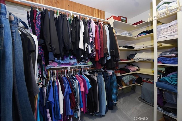 walk in closet featuring carpet floors