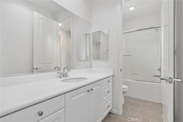 676 E Desert Willow Rd, Azusa, CA 91702 - bathroom featuring toilet, vanity, tile patterned floors, and tub / shower combination