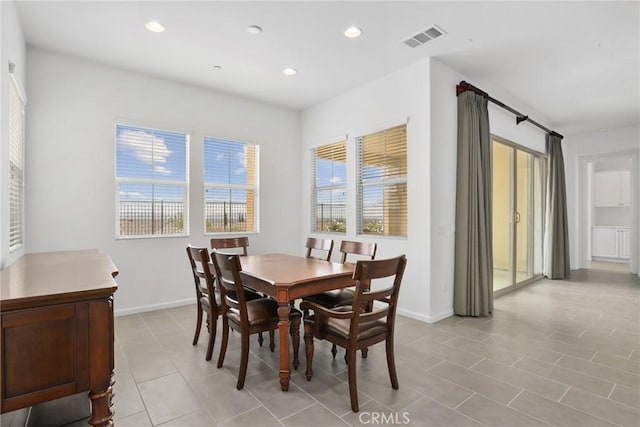 676 E Desert Willow Rd, Azusa, CA 91702 - dining space featuring baseboards, visible vents, recessed lighting, and light tile patterned floors