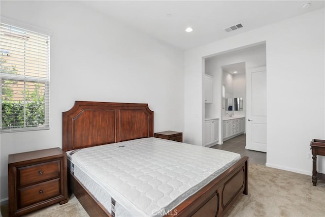 676 E Desert Willow Rd, Azusa, CA 91702 - bedroom featuring light carpet, visible vents, recessed lighting, and multiple windows