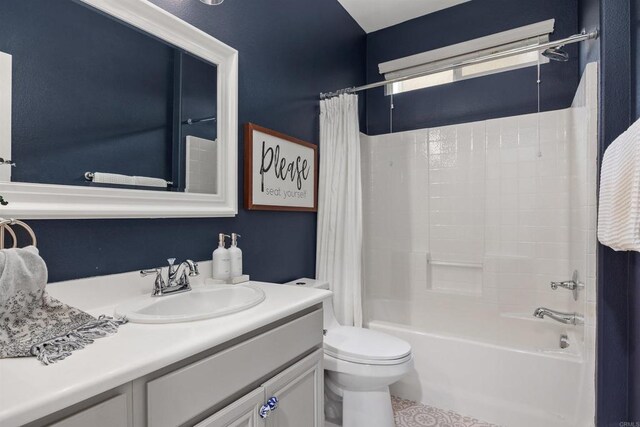 17236 Eagle Canyon Way, San Diego, CA 92127 - bathroom featuring vanity, shower / bathtub combination with curtain, and toilet
