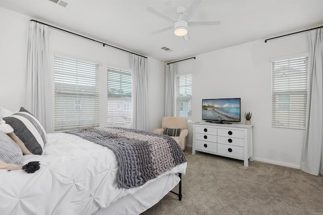 17236 Eagle Canyon Way, San Diego, CA 92127 - bedroom with light carpet, ceiling fan, and baseboards