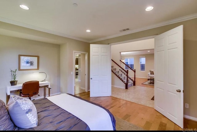 17236 Eagle Canyon Way, San Diego, CA 92127 - bedroom with wood finished floors, crown molding, recessed lighting, and baseboards