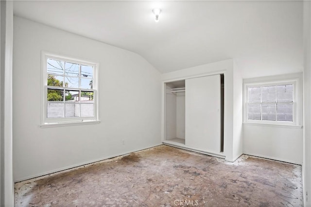 6701 Matilija Ave, Van Nuys, CA 91405 - unfurnished bedroom featuring vaulted ceiling and a closet