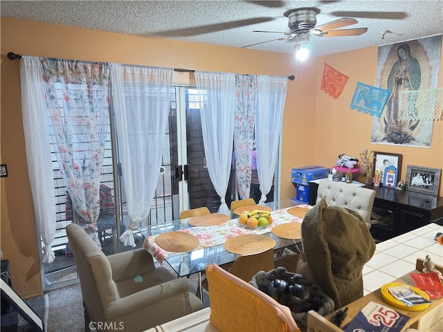 3702 W 126th St, Hawthorne, CA 90250 - dining area featuring a textured ceiling and a ceiling fan