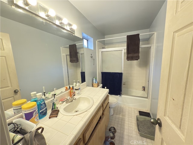 3702 W 126th St, Hawthorne, CA 90250 - full bath featuring vanity, toilet, combined bath / shower with glass door, and tile patterned floors