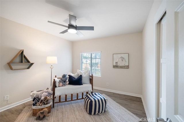 653 Joann St, Costa Mesa, CA 92627 - sitting room featuring baseboards, ceiling fan, and wood finished floors