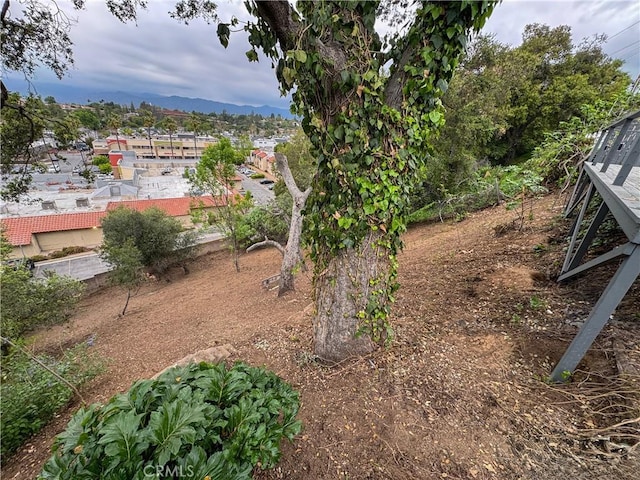 view of yard featuring a mountain view
