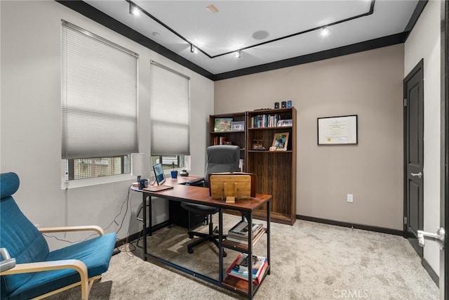 12842 Palm St Unit 301, Garden Grove, CA 92840 - carpeted home office with baseboards and rail lighting