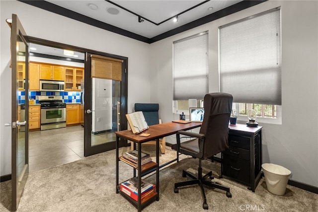 12842 Palm St Unit 301, Garden Grove, CA 92840 - office space featuring rail lighting, light carpet, and light tile patterned flooring