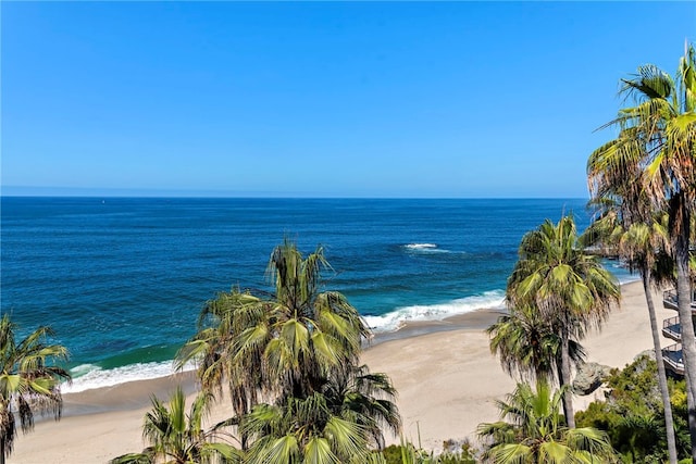 view of water feature featuring a beach view