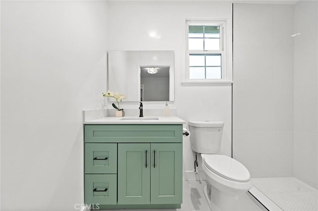 347 E Barkley Ave, Orange, CA 92867 - bathroom with marble finish floor, toilet, vanity, and tiled shower