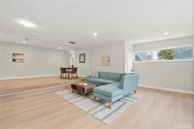 347 E Barkley Ave, Orange, CA 92867 - living room with baseboards, light wood-style floors, visible vents, and recessed lighting