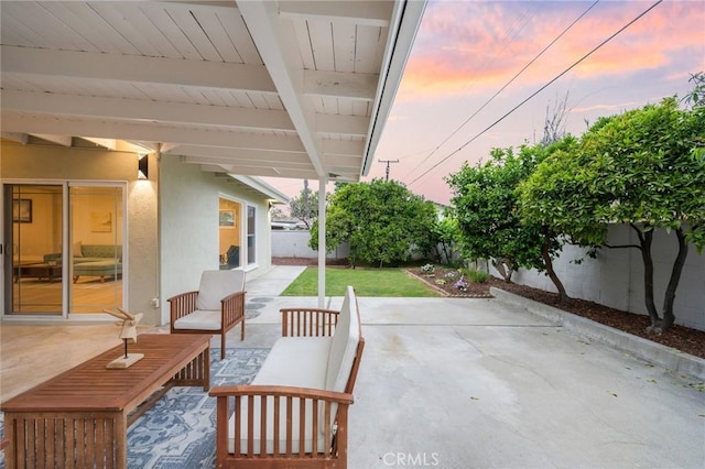 347 E Barkley Ave, Orange, CA 92867 - patio terrace at dusk featuring fence