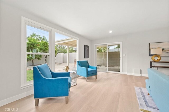 347 E Barkley Ave, Orange, CA 92867 - sitting room featuring baseboards, wood finished floors, and recessed lighting