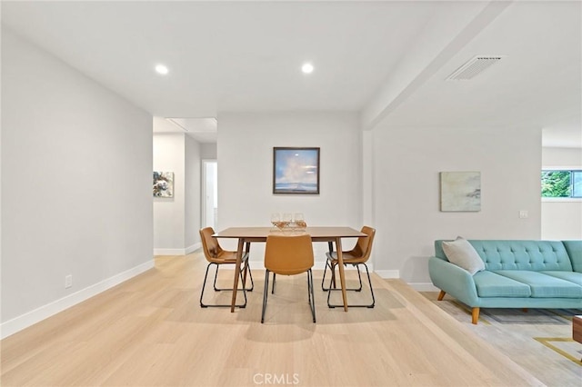 347 E Barkley Ave, Orange, CA 92867 - dining room with baseboards, visible vents, recessed lighting, and light wood-style floors
