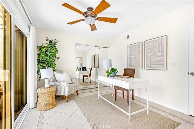 86 Sandpiper Unit 17, Irvine, CA 92604 - office featuring a ceiling fan, visible vents, and light tile patterned floors
