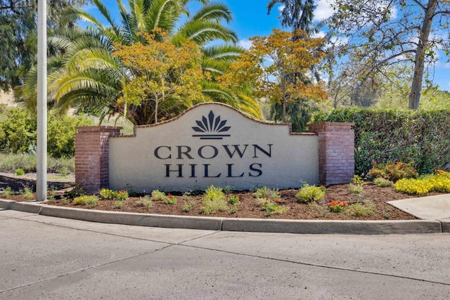 view of community sign