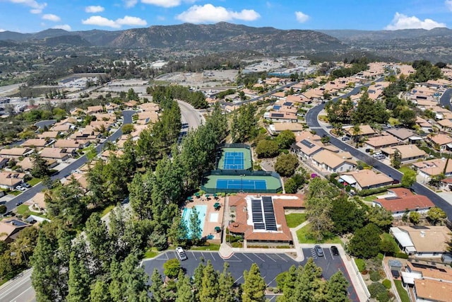 aerial view with a residential view and a mountain view