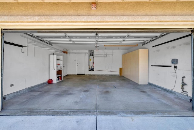 garage featuring water heater