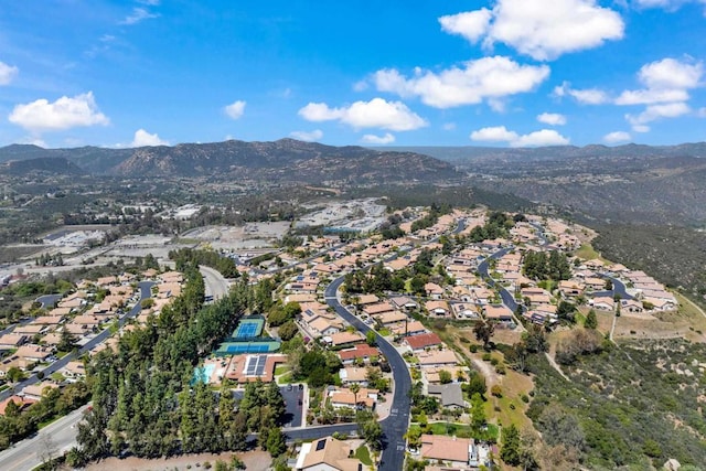 bird's eye view with a residential view and a mountain view