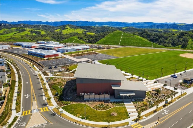 drone / aerial view with a mountain view