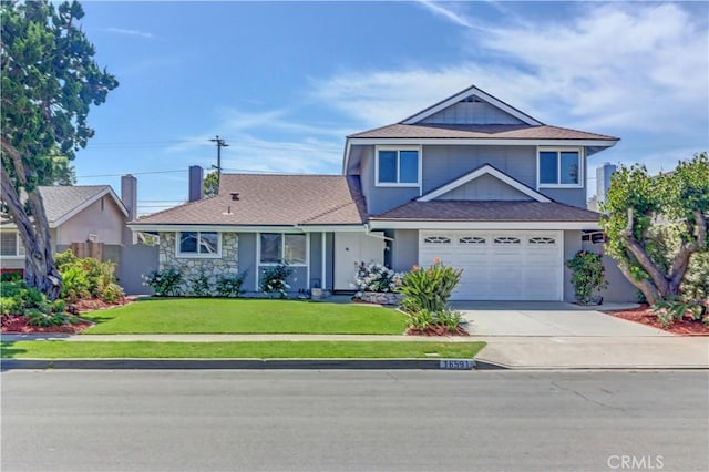 16591 Busby Ln, Huntington Beach, CA 92647 - traditional-style house with driveway, a shingled roof, and stucco siding