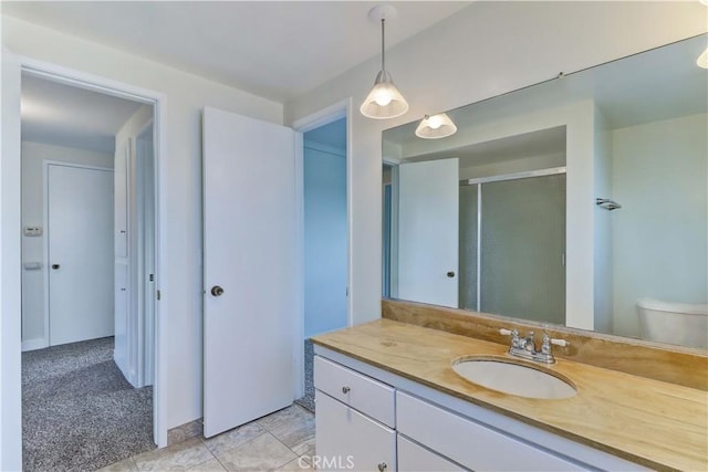 16591 Busby Ln, Huntington Beach, CA 92647 - bathroom featuring vanity and a stall shower