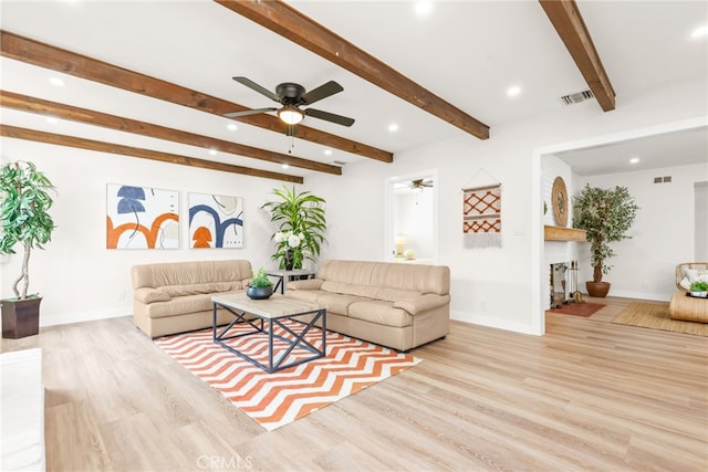 2430 Van Wick St, Inglewood, CA 90303 - living room with recessed lighting, a ceiling fan, and wood finished floors