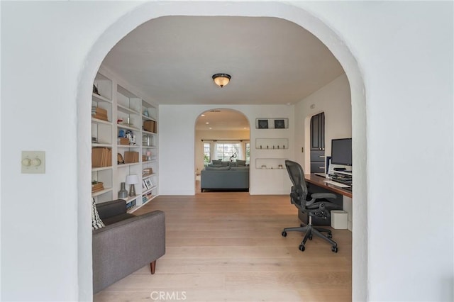 office space featuring wood finished floors