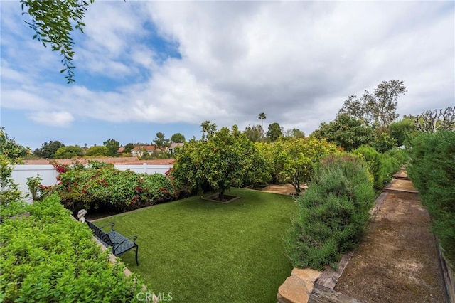 view of yard featuring fence