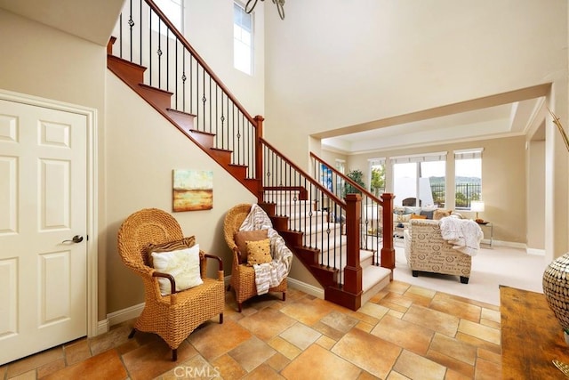 4505 Cresta Babia, San Clemente, CA 92673 - staircase with a towering ceiling and stone finish floors