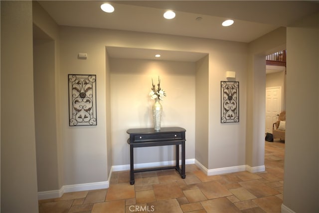 4505 Cresta Babia, San Clemente, CA 92673 - hallway featuring recessed lighting and stone finish floors