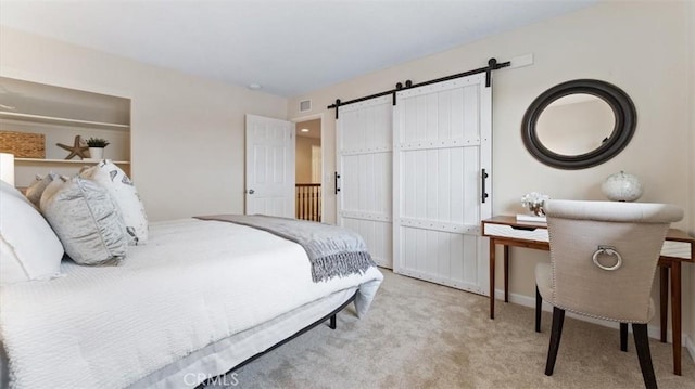 16001 Ballantine Ln, Huntington Beach, CA 92647 - carpeted bedroom featuring a barn door
