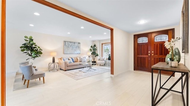 16001 Ballantine Ln, Huntington Beach, CA 92647 - foyer entrance featuring recessed lighting and light wood-style floors