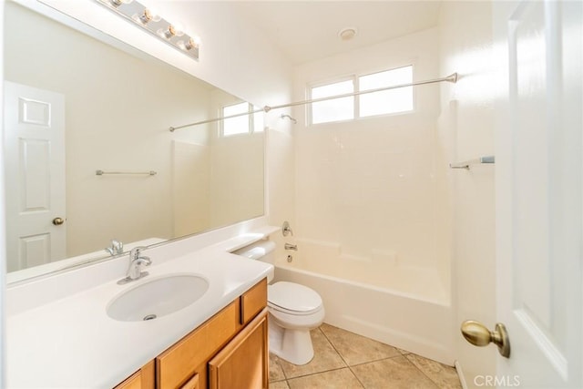 36877 Meadow Brook Way, Beaumont, CA 92223 - bathroom with shower / bath combination, vanity, toilet, and tile patterned floors