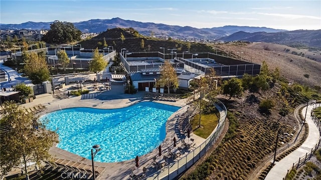 109 Baculo St, Rancho Mission Viejo, CA 92694 - view of swimming pool with a mountain view, fence, a patio, and a fenced in pool