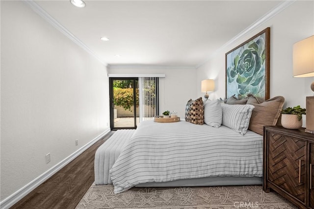 2357 Palos Verdes Dr W Unit 3, Palos Verdes Estates, CA 90274 - bedroom with wood finished floors, baseboards, access to outside, ornamental molding, and recessed lighting