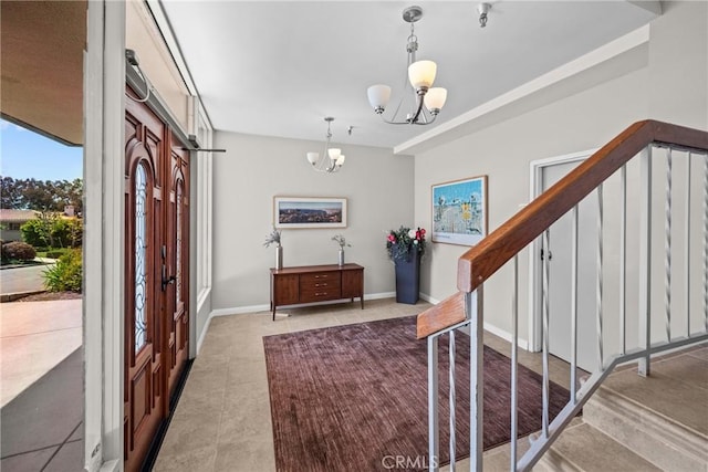 2357 Palos Verdes Dr W Unit 3, Palos Verdes Estates, CA 90274 - entrance foyer featuring stairway and a chandelier