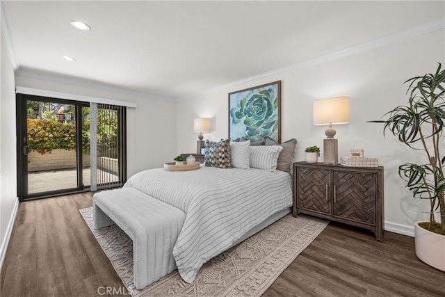 2357 Palos Verdes Dr W Unit 3, Palos Verdes Estates, CA 90274 - bedroom with crown molding, access to outside, and wood finished floors