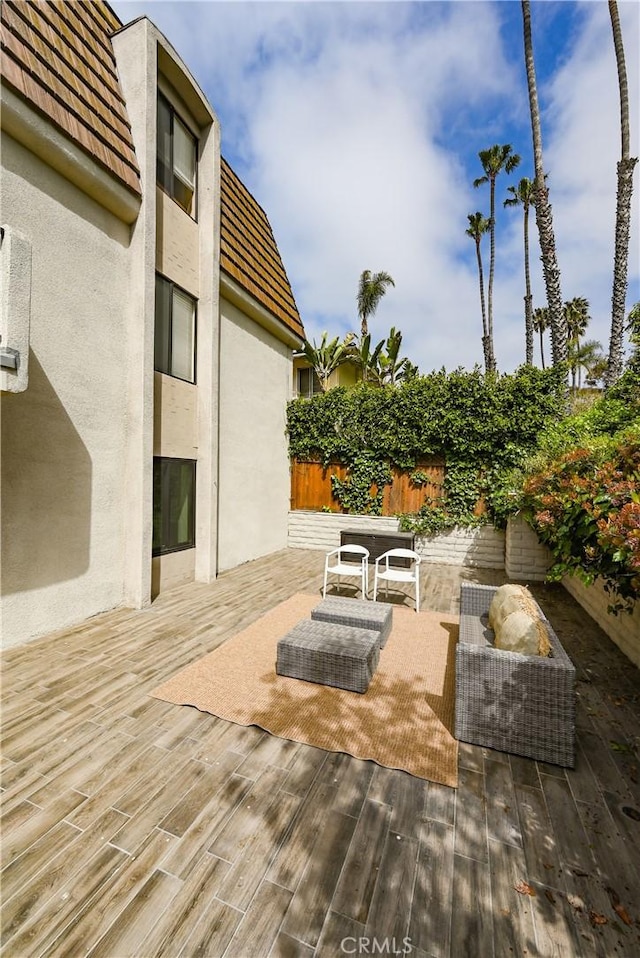 2357 Palos Verdes Dr W Unit 3, Palos Verdes Estates, CA 90274 - view of patio / terrace featuring a deck, an outdoor living space, and fence
