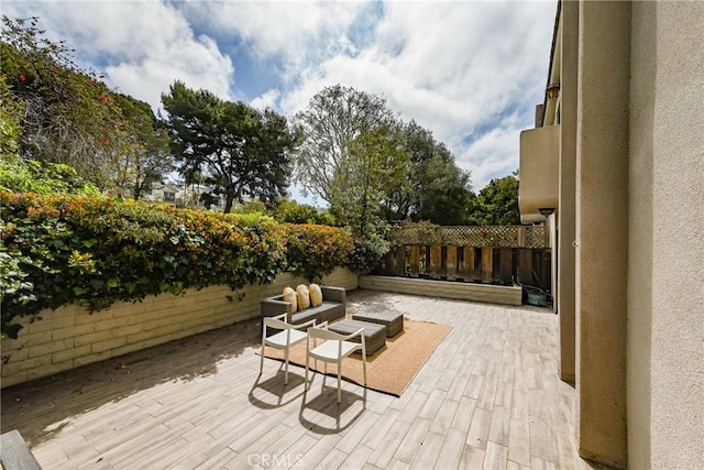 2357 Palos Verdes Dr W Unit 3, Palos Verdes Estates, CA 90274 - view of patio / terrace with a wooden deck and a fenced backyard