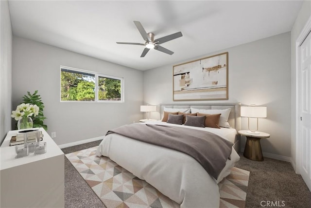 513 River Oaks Dr, Bakersfield, CA 93309 - bedroom featuring light carpet, baseboards, and ceiling fan