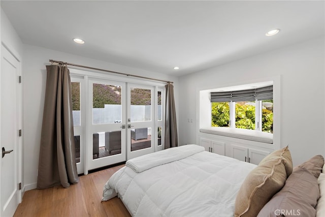 3120 Bern Dr, Laguna Beach, CA 92651 - bedroom with access to exterior, recessed lighting, light wood finished floors, and french doors