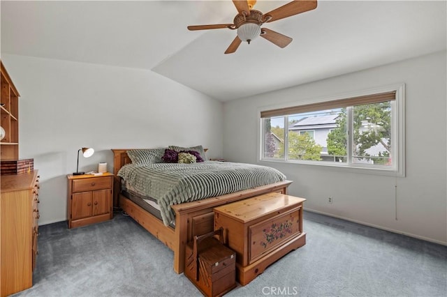21643 Spice Ct, Saugus, CA 91350 - bedroom featuring carpet flooring, lofted ceiling, and ceiling fan