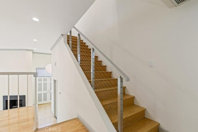 4730 Ben Ave Unit 3, Valley Village, CA 91607 - staircase featuring visible vents and recessed lighting